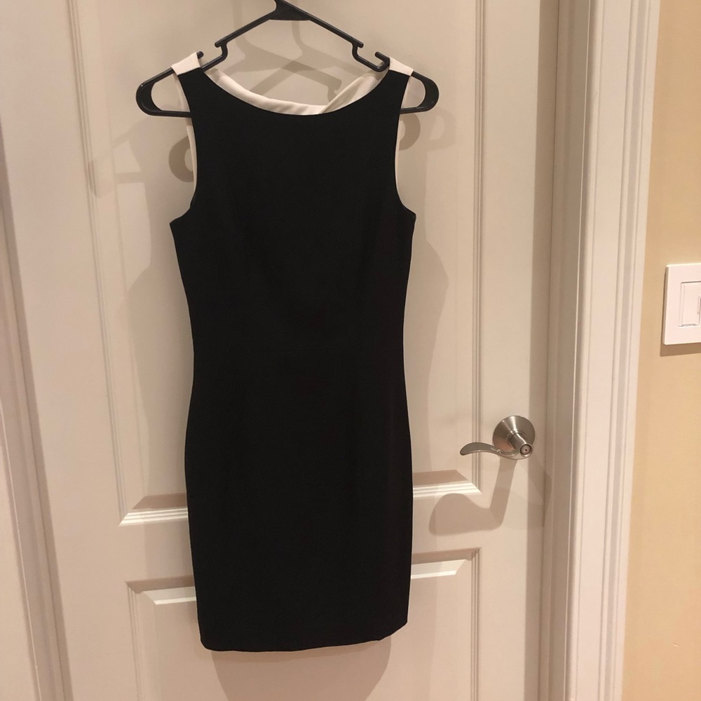 H&M black dress with white & open back size 4
